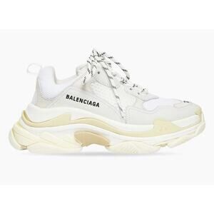 BALENCIAGA Triple S Chunky Platform Sneakers White Ivory Tennis Shoes Sz 39 8.5